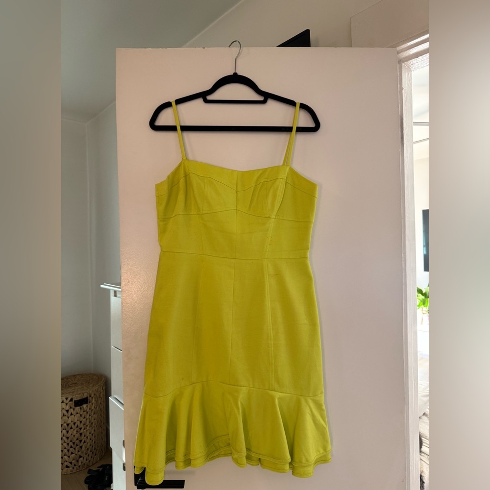 Karen Millen Yellow Strapless Ruffled Mini Sundress